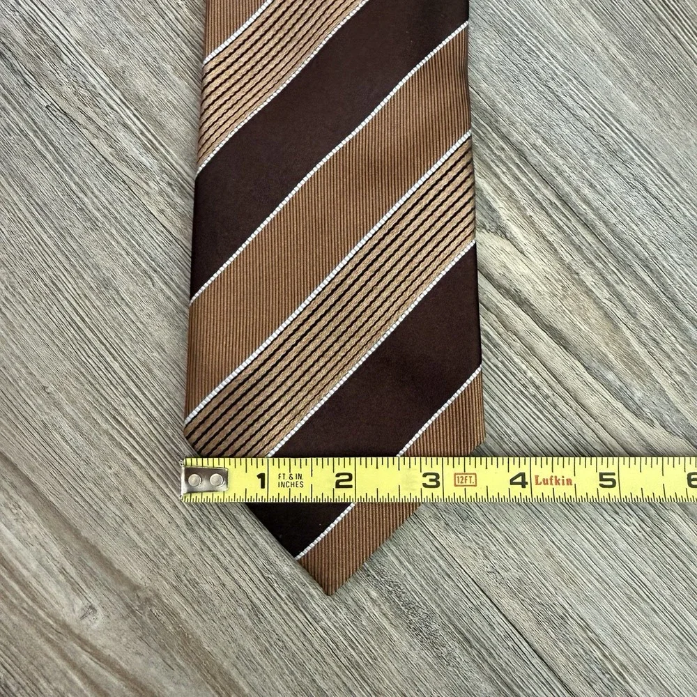 Ermenegildo Zegna Men's 100% Silk Striped Brown Tie‎